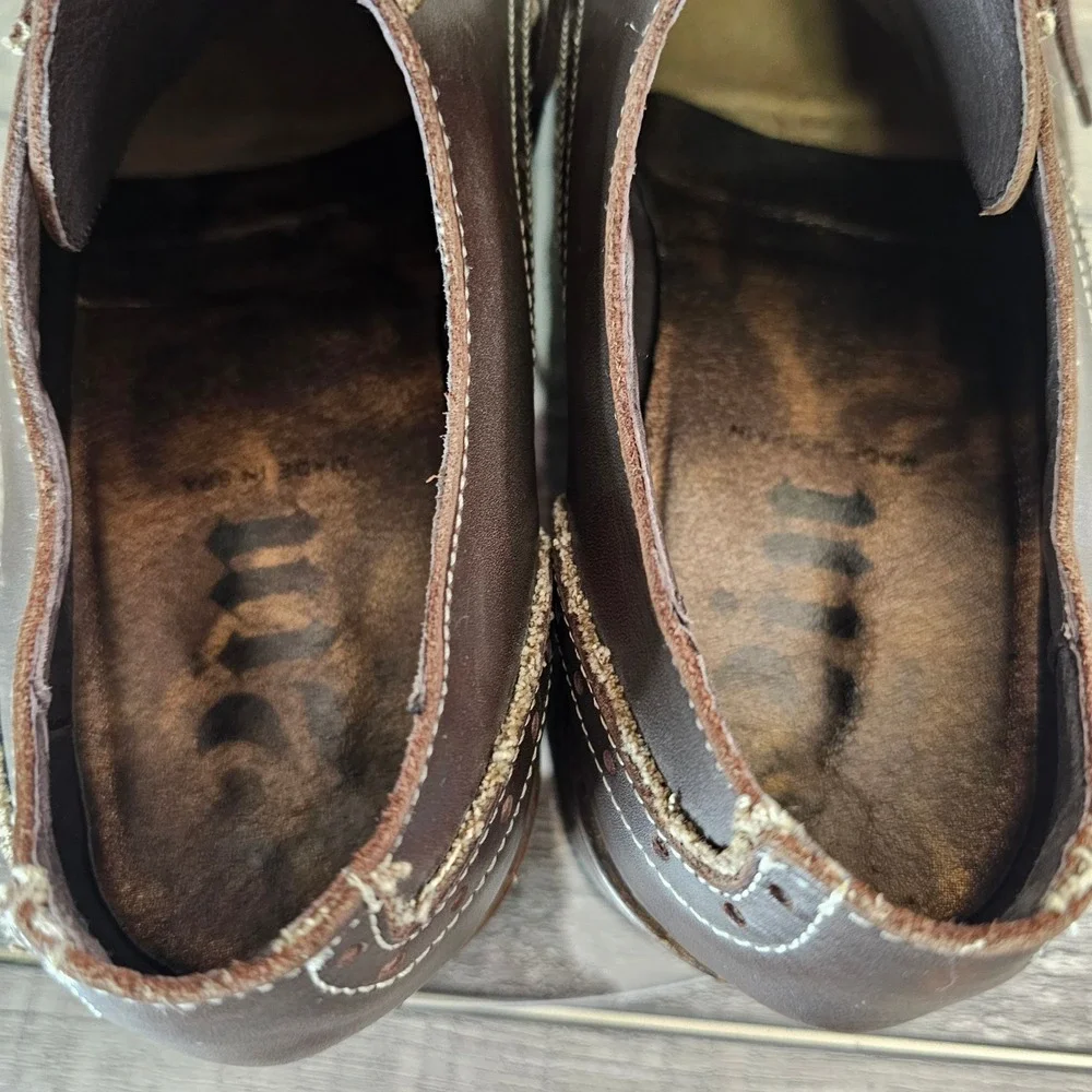 T2[in] Leather Oxford Dress Shoes Men's 45 Engraved‎ Design Frayed Stitch Spain